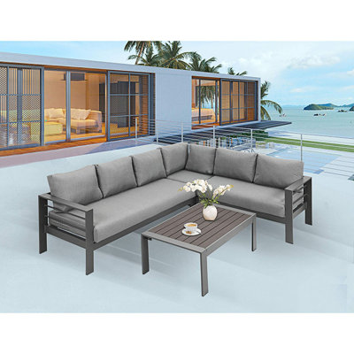 Ensemble de conversation modulaire 4 pièces avec coussins