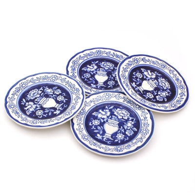 Blue Garden Hand-painted Salad Plate Set