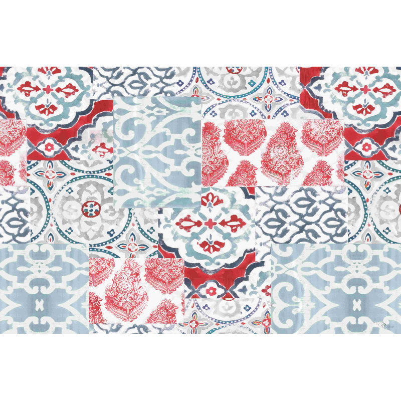 «Bazar Patchwork I» par Pela Studio - impression sur toile tendue, H 20 po x l 30 po, Cadre simple blanc, Non