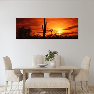États-Unis, Arizona, désert de Sonora, coucher de soleil abstrait contemporain, paysage de cactus, art mural