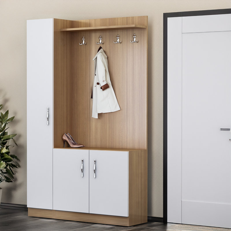 Hall Tree With Cabinet And 8 Hooks