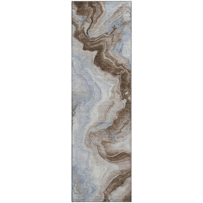 Premium Machine Washable Mayfield AMF1862 Swirls Rug, Runner 2'3" x 7'6"