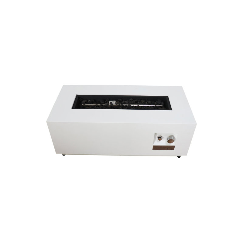 Lanesia Rectangle Steel Propane Smokeless Fire Pit Table, White