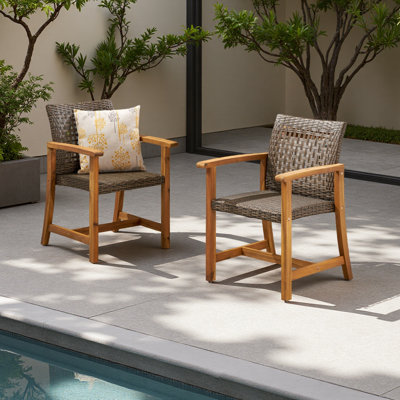 Chaise en bois et osier (ensemble de 2)