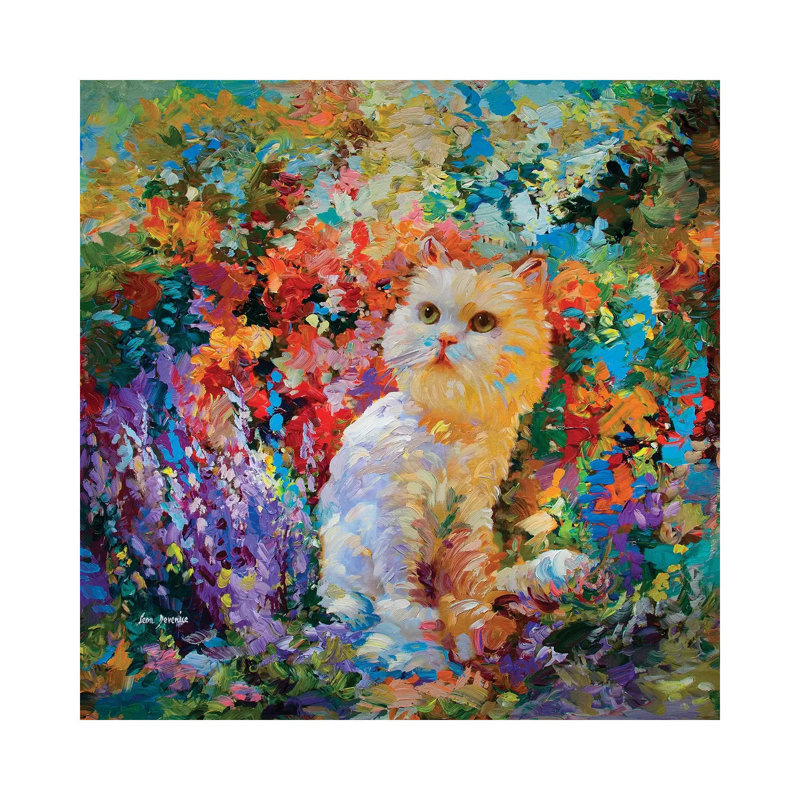 Cat Art by Leon Devenice - Wrapped Canvas Painting, 45.72 cm H x 45.72 cm W