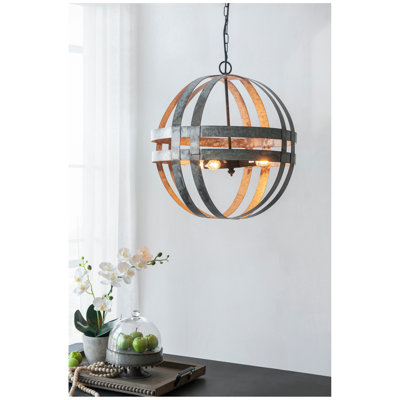 Lustre galvanisé à 4 lumières, luminaire suspendu avec chaîne réglable pour le vestibule de la salle à manger de la cuisine, ampoule non incluse