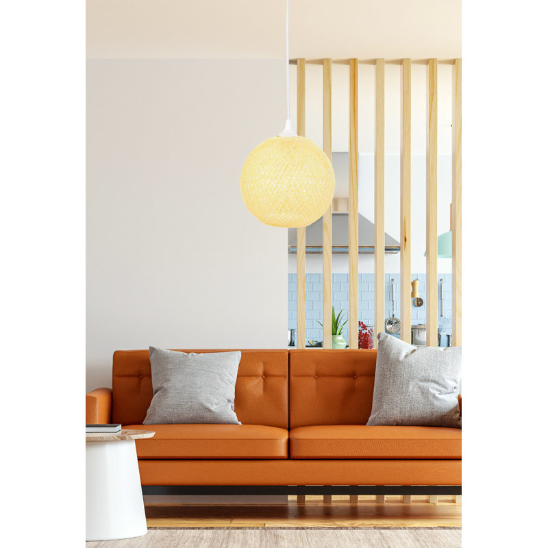 Lustre en jute fait à la main, style bohémien, 8,7 po x 9,4 po | Câble réglable, hauteur totale: 21,7 pouces | Douille E27, 40 W maximum | Parfait pour le salon, la chambre à coucher ou la salle à manger, solution d'éclairage unique et élégante
