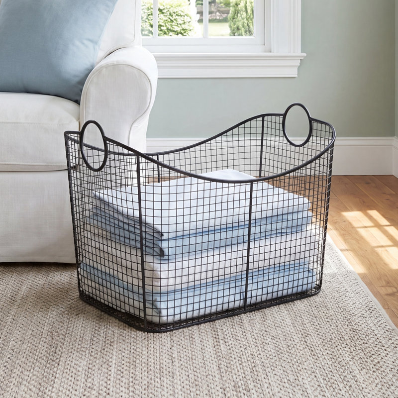 Modern Metal Storage Basket, Black