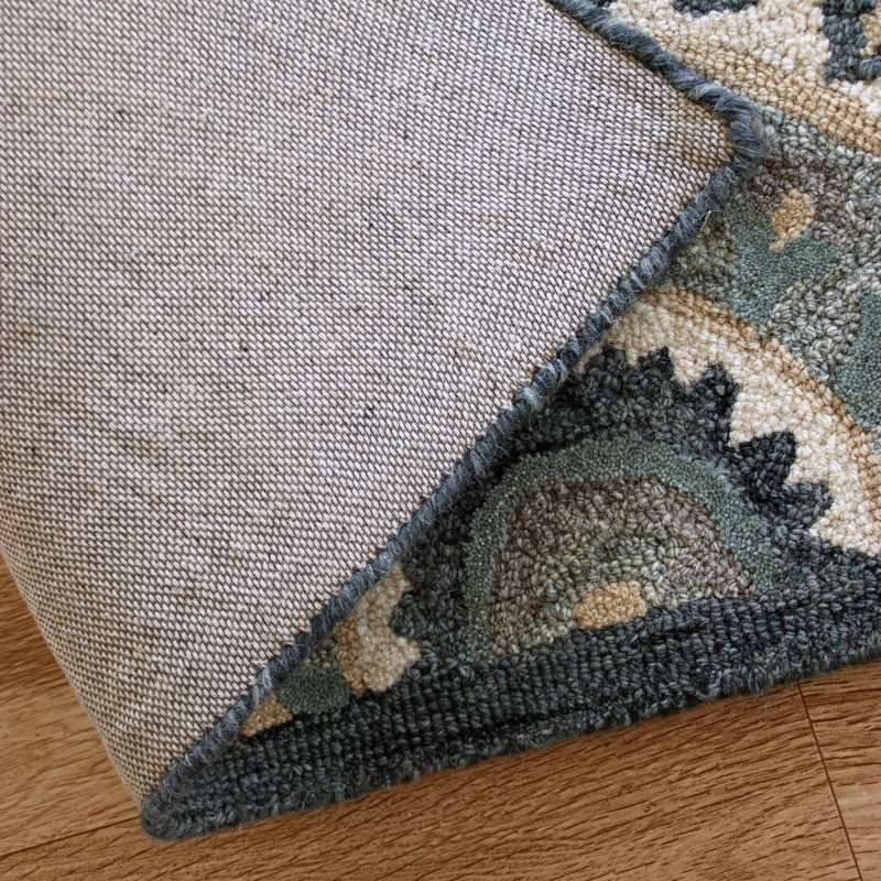 Hand Tufted Wool Geometric Indoor Rug, Round 3'