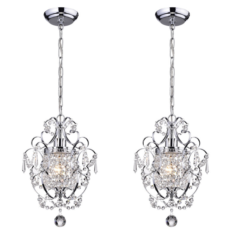 Amorette 1-Light Mini Pendant Chandelier with Crystals , Chrome