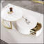Table basse gigogne ronde moderne avec motif cannelé et tiroir, blanc et or, 27,6 po
