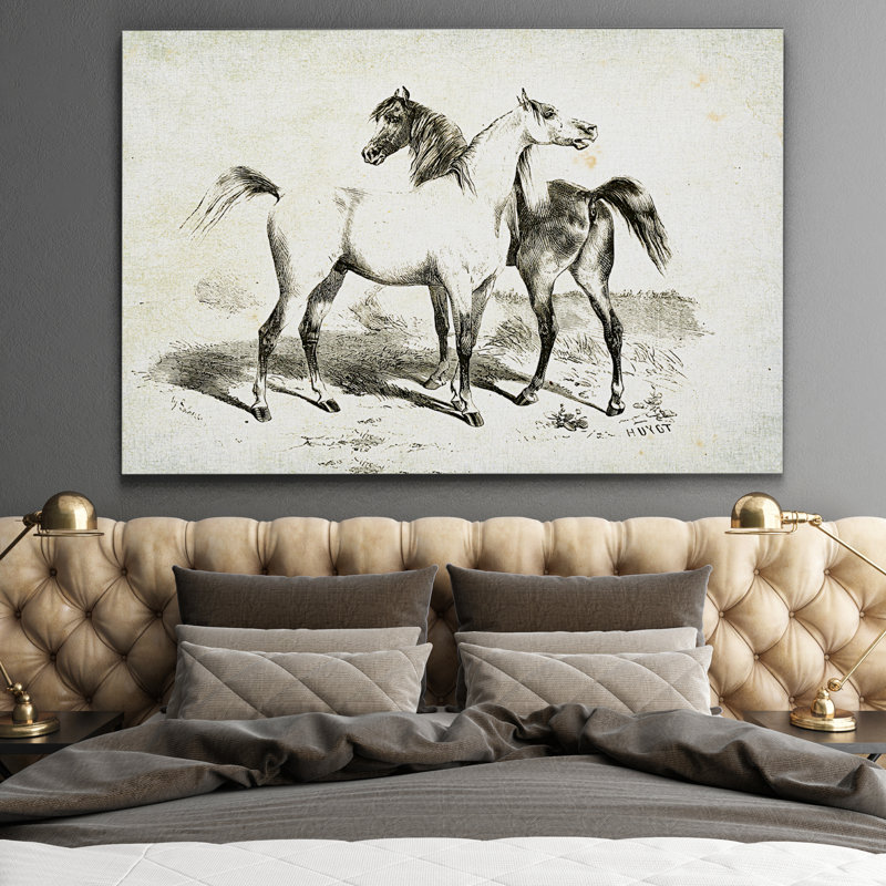 « équin sketch xxviv », impression, H 18 po x l 27 po x P 1,5 po, Pas de tapis, Toile tendue