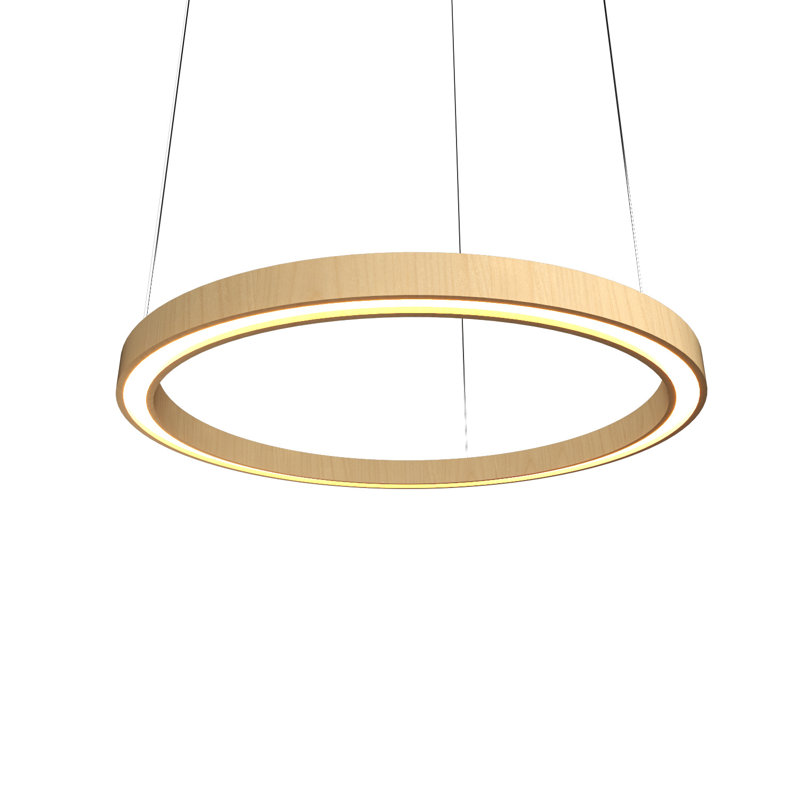Lustre tambour unique à 1 lumière DEL, Érable, H 1,56 po x l 31,2 po x P 31,2 po