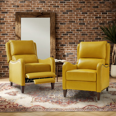 Neliyah 28.75" Wide Genuine Leather Manual Recliner(Set of 2)