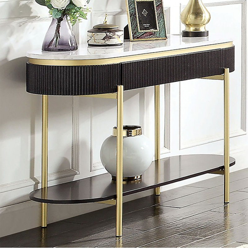 Console Harelkin, Noyer foncé / or