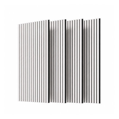 Panneaux muraux en bois à lattes, ensemble de 4 panneaux acoustiques en bois à lattes pour murs et plafonds - Panneau 3D cannelé absorbant le son, entièrement recouvert de finition bois sur trois côtés - 115 cm x 60 cm (blanc)