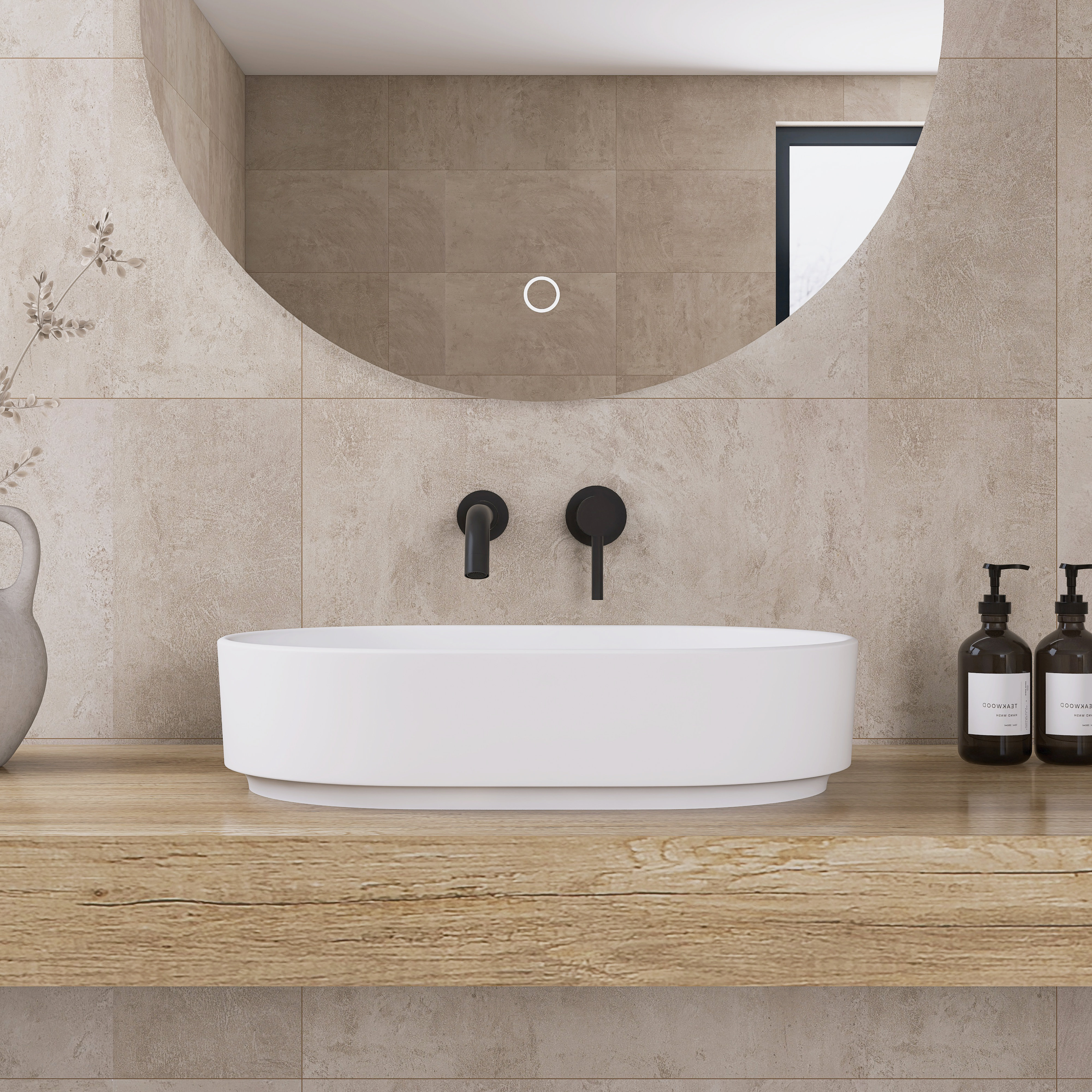 Fslefay 23'' White Solid Surface Bathroom Countertop Sink | Wayfair
