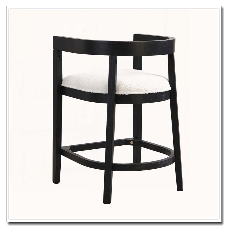 Tabouret de comptoir en bois d'hévéa, Noir