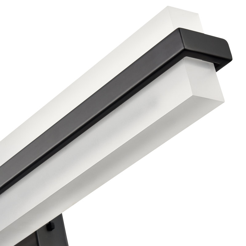 Barre d'éclairage de salle de bain à DEL à intensité variable 24 po avec abat-jour blanc Camarion, Noir mat