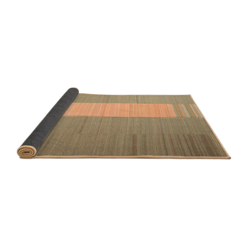 Tapis gris/pêche contemporaine, Rond 5 pi