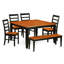 Ensemble de table de salle à manger 5 pièces moderne comprenant une table carrée en bois avec feuille papillon et 4 chaises de salle à manger, noir et cerise-132434772-132434775-132434777