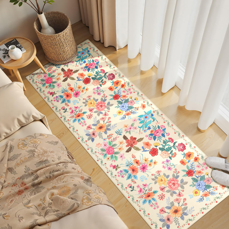 Machine Washable Area Rug for Living Room - Vintage Aesthetic, Non-Slip, mark Resistant, Low-Pile, Soft & Non-Shedding Carpet for Dining Room or Bedroom Décor