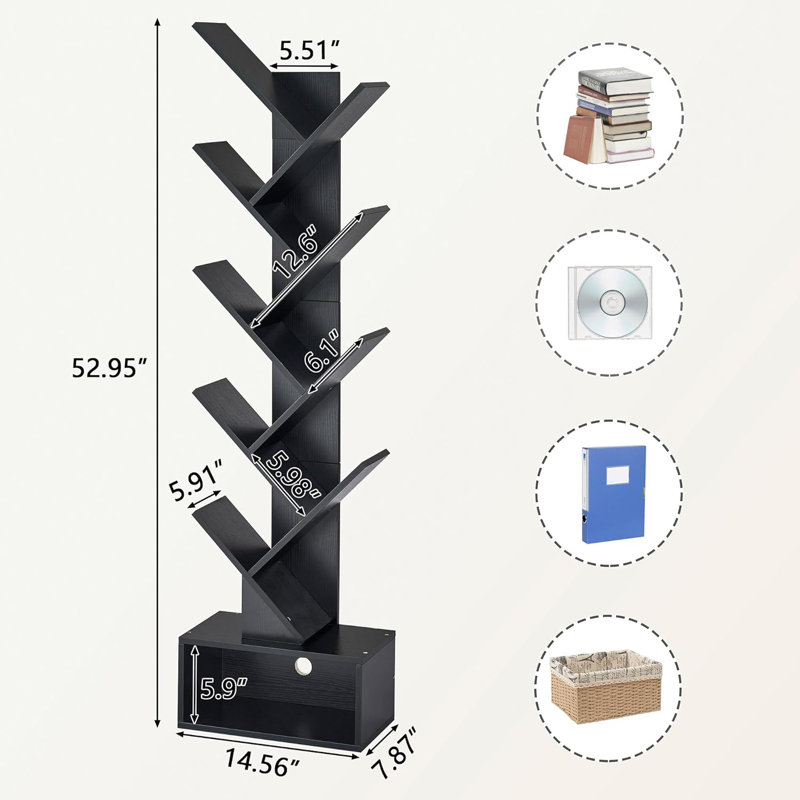Jamod Book Cabinet Bookcase, Black