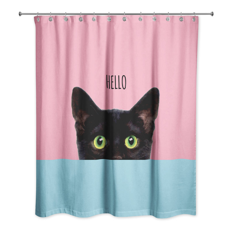 Rideau de douche simple Cats Collection, Rose / sarcelle
