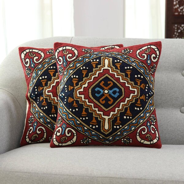 Bungalow Rose Embroidered Cotton Pillow Cover | Wayfair
