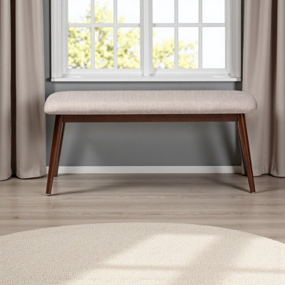 Erithon Wood Dining Bench in Gray Fabric Upholstered, 17.41" H X 41.15" W X 15.23" D