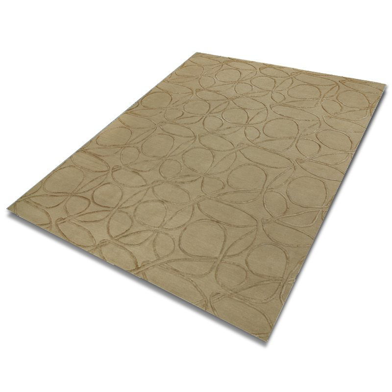 Clover Geometric Hand-Knotted Wool/Silk Beige/Neutral Area Rug, Rectangle 8' x 10', Beige