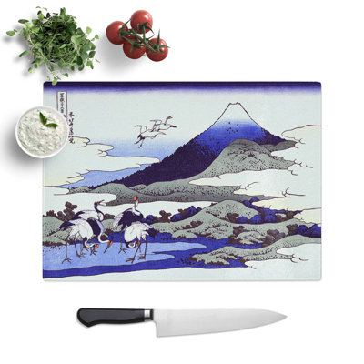 Tempered Glass Sagami Province by Katsushika Hokusai Chopping Board