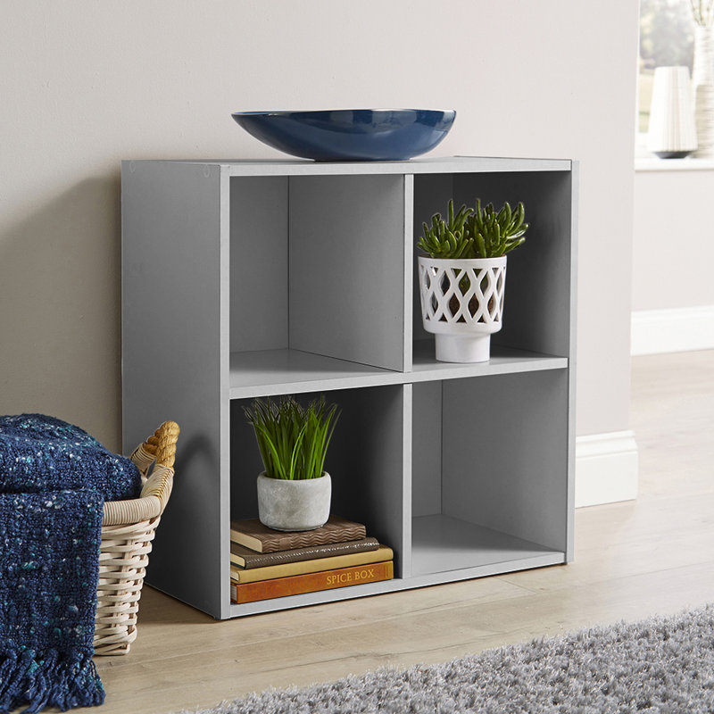 Steib 2x2 Storage Cube Bookcase Unit, Grey
