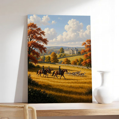 Canvas Wall Art Vintage Fox Hunting Rural Landscape Canvas Wall Art Vintage Poster Print Home Decor