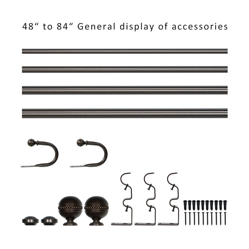 Tringle à rideaux double Camilah, H 2,5 po x l 86 po x P 5,5 po, Bronze