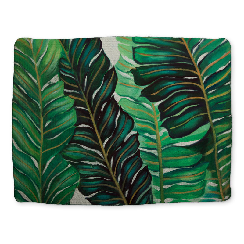 Botanical Green Braided Placemat | Exotic Plant Leaf Decor