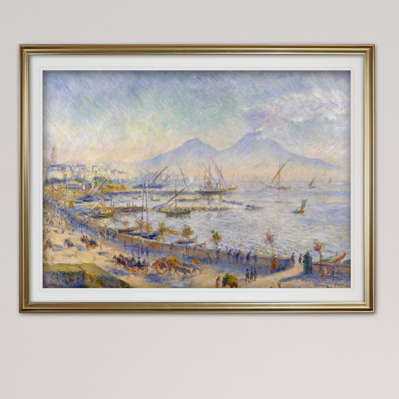 « bay of naples », reproduction, H 24 po x l 32 po x P 1,5 po, Cadre argenté