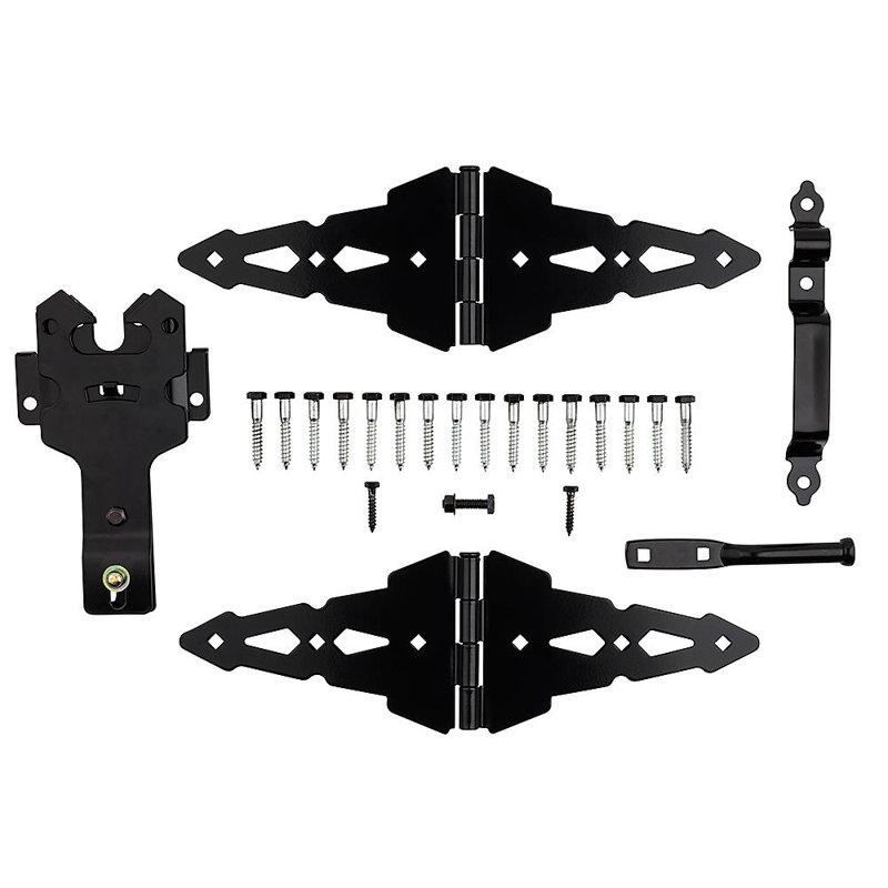 Black Heavy Duty Gate Kit with Strap Hinges and Latch