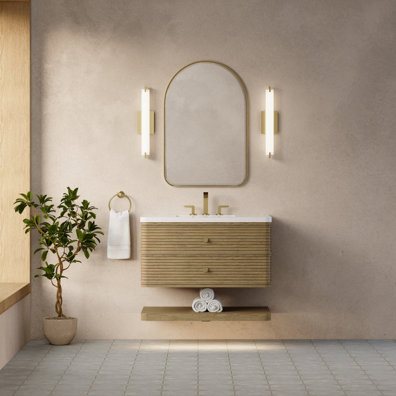 Allamari 36" W Single Vanity, White Zeus Silestone, 8" Widespread, Dune Mist