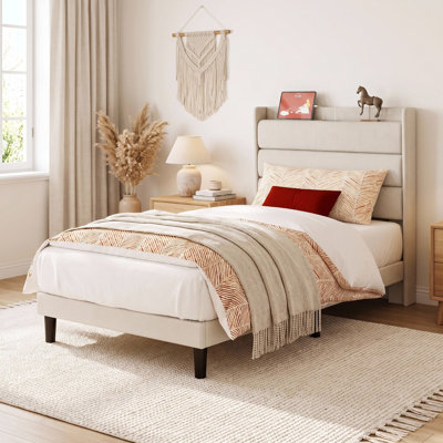 Klementyna Twin XL Upholstered Storage Bed with Power Outlets 