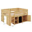 Full Size Low Loft Bed With Storage Cabinet And Chalkboard Panel, Wooden Loft Bed Frame With Storage Shelves For Kids Teens-618612714