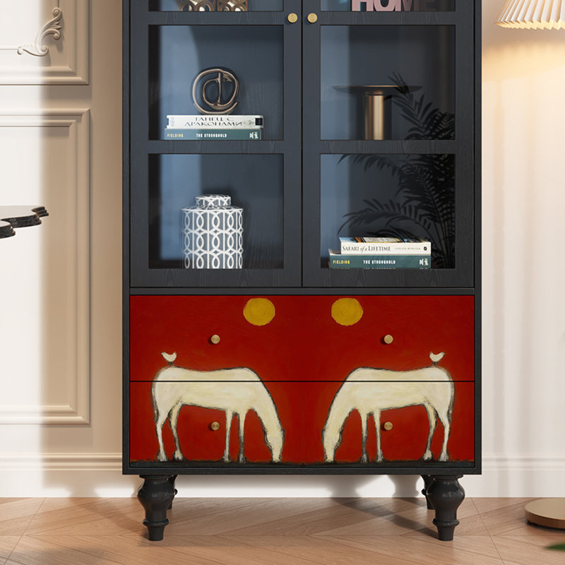 Vitrine en bois massif Vintage