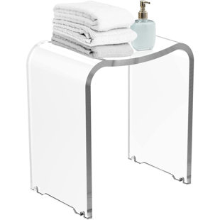 Clear Acrylic Shower Bench with Storage Shelf