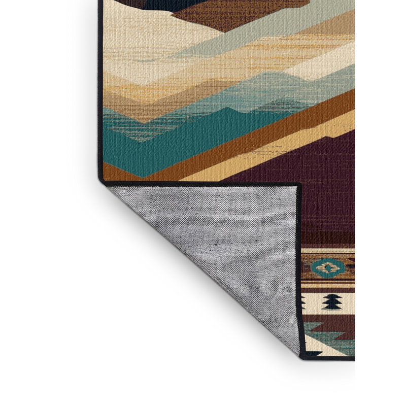  Tapis lavable Mountain Ridge Southwestern, Rond 4 pi