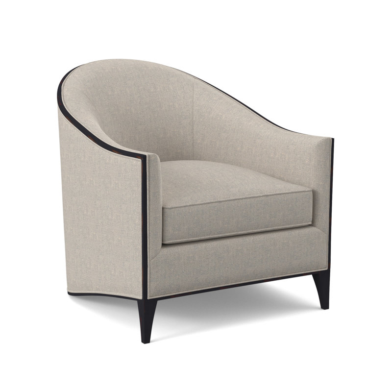 Atelier Sunbrella® Barrel Chair, Filigree Ivory 100% Polyester, Vintage Ebony