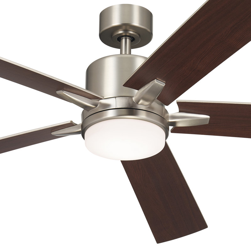 Lucian 60'' Ceiling Fan with LED Lights, Brushed Nickel/Walnut/Silver