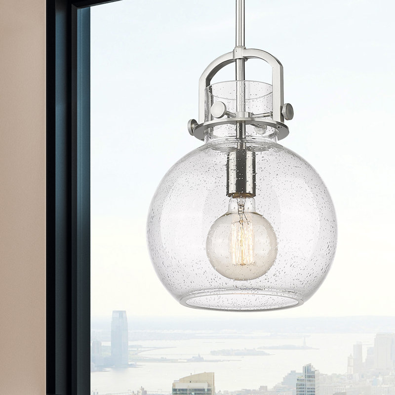 Luminaire suspendu à 1 tige Sligo, Grainé, Nickel satiné, H 13,38 po x l 10 po x P 10 po