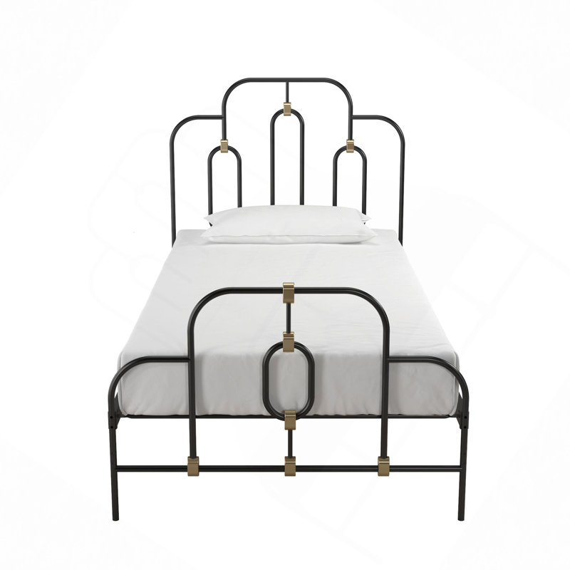 Structure de lit Vintage en métal, hauteur réglable (6,5 po ou 11 po), aucun sommier requis