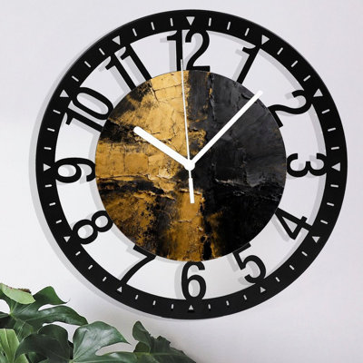 Horloge murale ronde en fer 10 po avec mouvement à quartz silencieux, chiffres arabes, impression UV