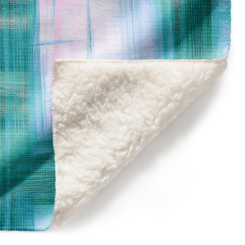 Couverture sherpa doux vert bleu-vert tartan, l 68 po x L 80 po
